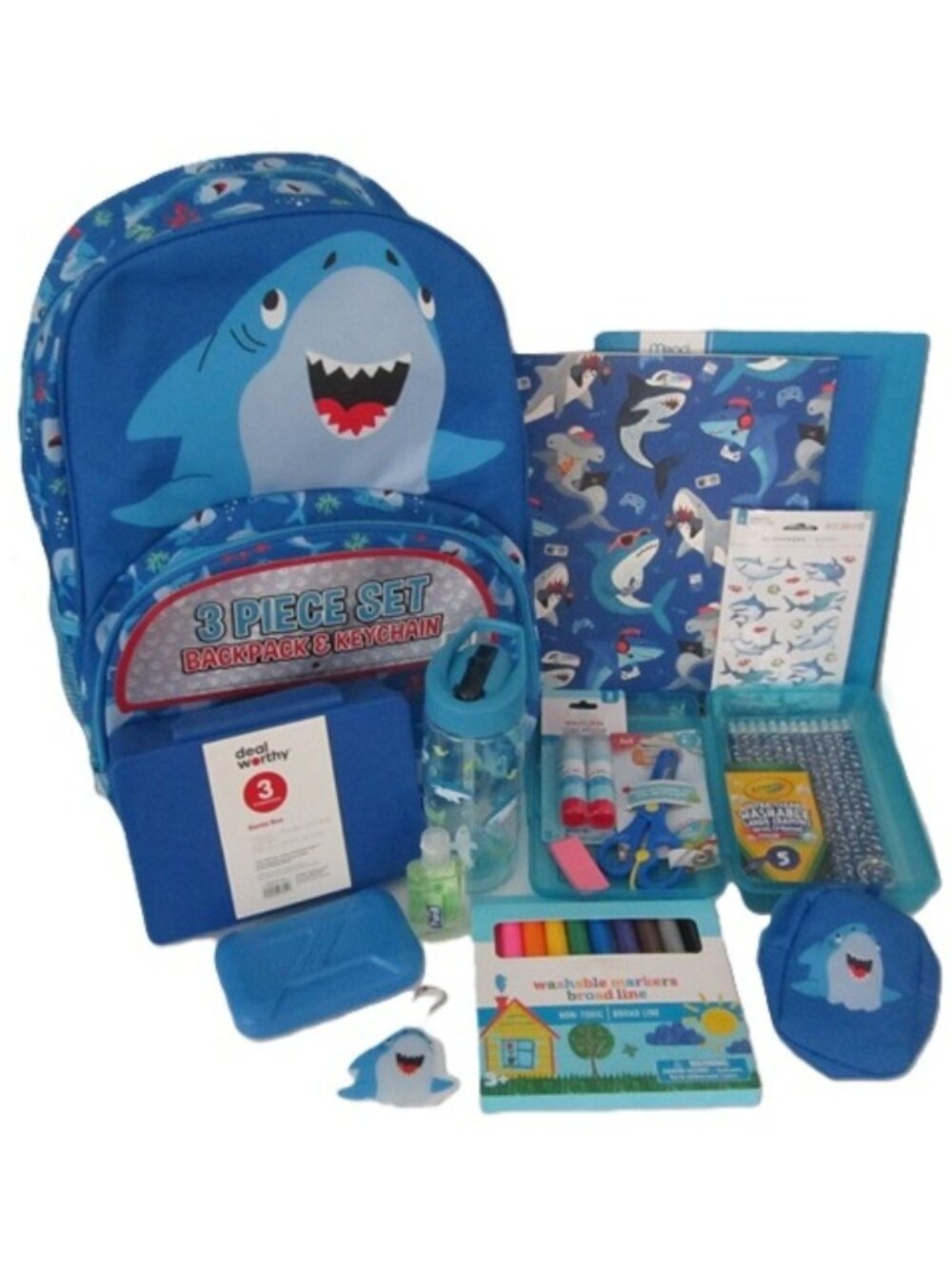 Shark Backpack+, Bento Box, Water Bottle Ice Pack & School Supplies